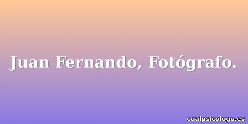 Juan Fernando, Fotógrafo.